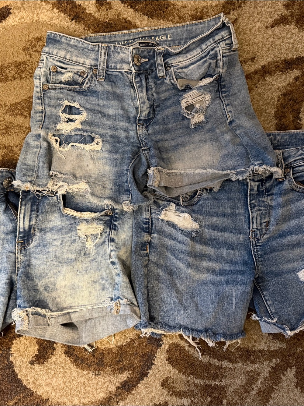 American Eagle Outfitters Light Blue Distressed Denim Shorts